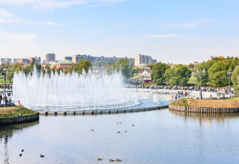Light and music fountain. Tsaritsyno State Museum. Moscow
