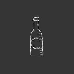 Glass bottle. Drawn in chalk icon.
