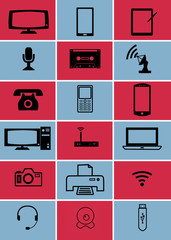 electronic devices in red and blue © alvarogarcia