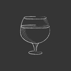 Glass of wine. Drawn in chalk icon.