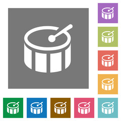 Drum square flat icons