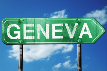 geneva road sign , worn and damaged look