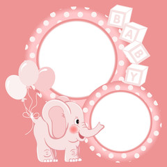 Baby elephant pink scrapbook frame
