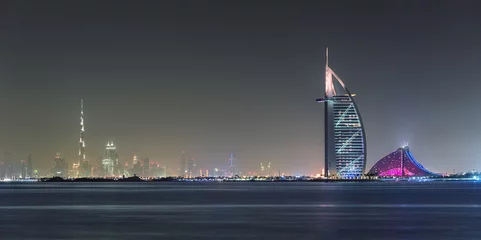 Foto auf Acrylglas Burj Khalifa Dubai Panorama-Nachtansicht