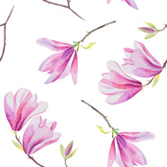 hand painted watercolor seamless pattern texture of  blooming ma