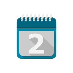 Blue Calendar Vector Icon - number 2