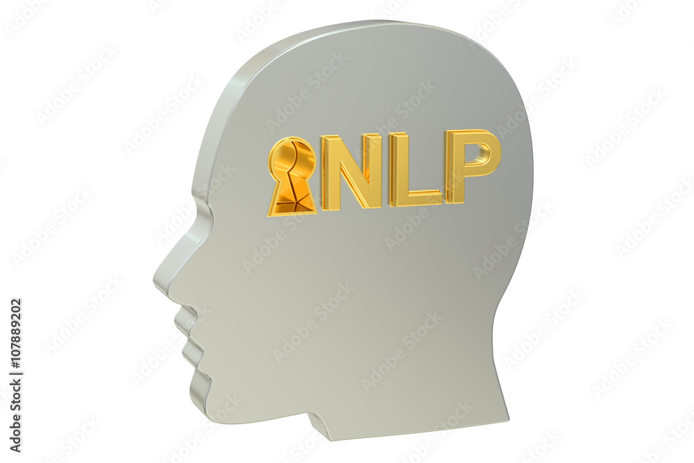 Poster neuro-linguistic programming nlp concept, 3d rendering