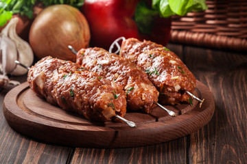 Raw traditional sish kebab