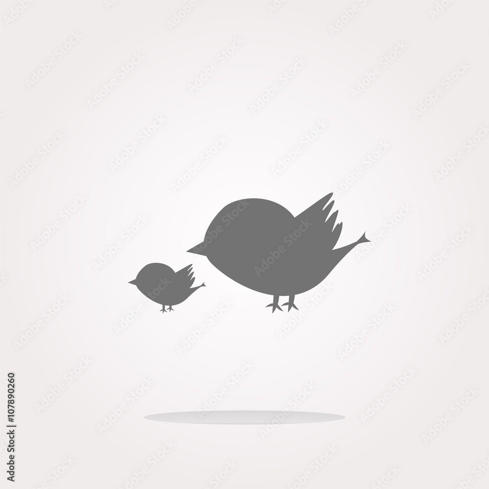 Poster vector glossy isolated website and internet web icon with bird family sign. web icon art. graphic ic