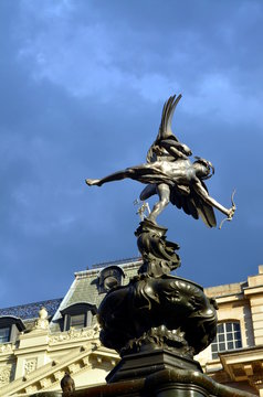 Statue of Eros at Picadilly Circus, London.