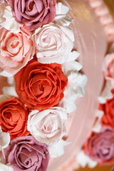 Birthday cake with red roses.