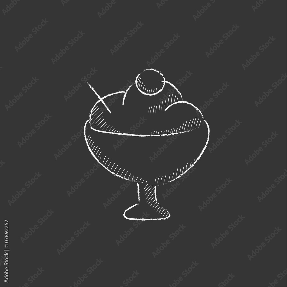 Wall mural cup of ice cream. drawn in chalk icon.