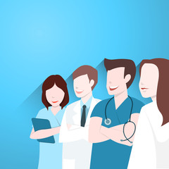 Fototapeta premium Doctors group, Happy medical team, Vector illustration