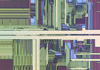 Obraz premium Extreme close up of silicon microprocessor chip