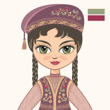 The girl in Tatar dress. Historical clothes. Tatarstan. Portrait. Avatar.