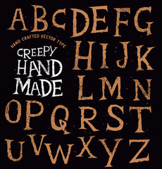Creepy Ancient Handmade Lettering. vector illustration.
