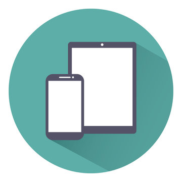 phone, tablet icons flat style on a green background, vector illustration stylish