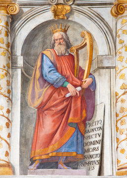 Rome - The king David fresco in church Basilica di San Vitale by Tarquinio Ligustri (1603).