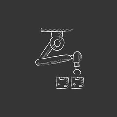 Robotic packaging. Drawn in chalk icon.