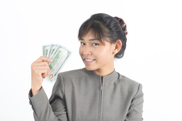 Asian office worker series : Holding money