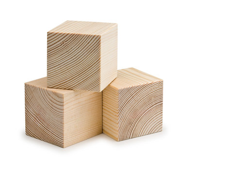 Three wooden cubes