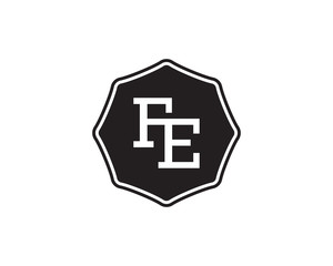 FE retro initial monogram letter logo. vintage label typography.