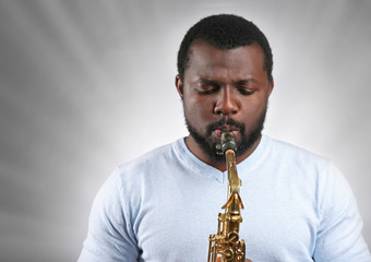 Fototapeta premium African American jazz musician playing the saxophone