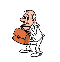 Businessman panic character illustration   contour  isolated image