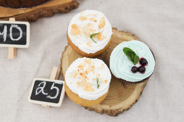 spongecake or muffin with cream