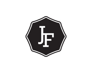 JF retro initial monogram letter logo. vintage label typography.