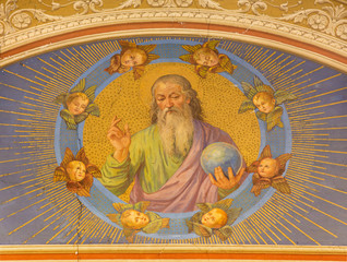 Rome - The fresco God the Creator by unknown artist from end of 19. cent. in the church Chiesa di...