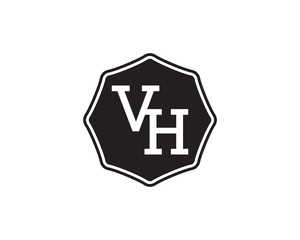 VH retro initial monogram letter logo. vintage label typography.