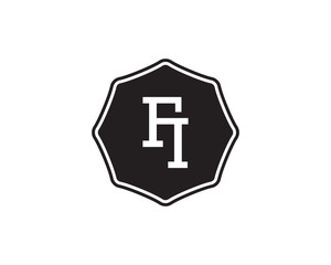 FI retro initial monogram letter logo. vintage label typography.
