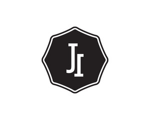 JI retro initial monogram letter logo. vintage label typography .