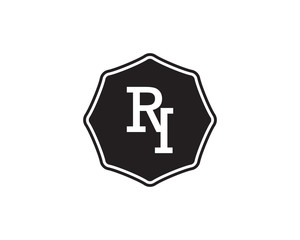 RI retro initial monogram letter logo. vintage label typography .
