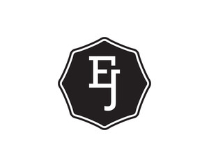 EJ retro initial monogram letter logo. vintage label typography .