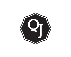 QJ retro initial monogram letter logo. vintage label typography .