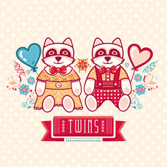 Cute Raccoon. Greeting card 