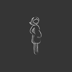 Pregnant woman. Drawn in chalk icon.