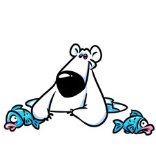 Polar Bear plate cartoon illustration isolated image