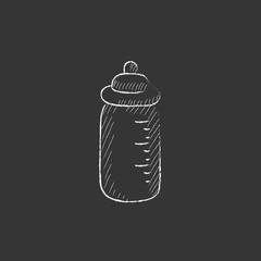 Feeding bottle. Drawn in chalk icon.