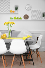 Dining table in home interior