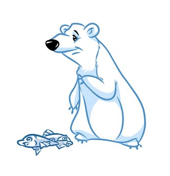 Polar bear fish cartoon illustration    image animal character

