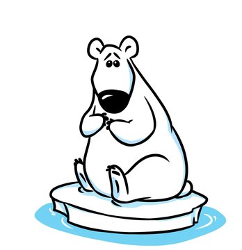 polar bear ice floe north pole cartoon illustration