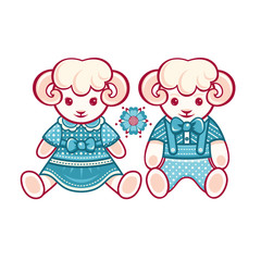 Cute sheep. Best for creating greeting cards, invitation.