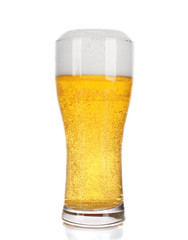 Glass of light beer, isolated on white