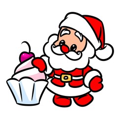 Christmas Santa Claus cake cherry cartoon illustration  isolated image character