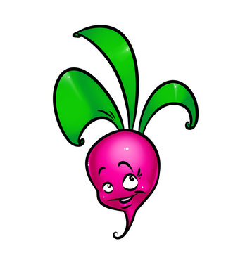 Radish funny cartoon illustration  isolated image vegetables character
