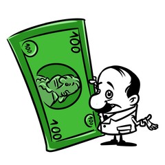 Big money businessman cartoon illustration  isolated image character
