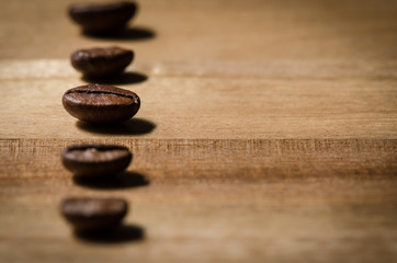 Coffee beans in a row 